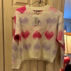 Major Women's Cream Sweater with Pink and Purple Hearts